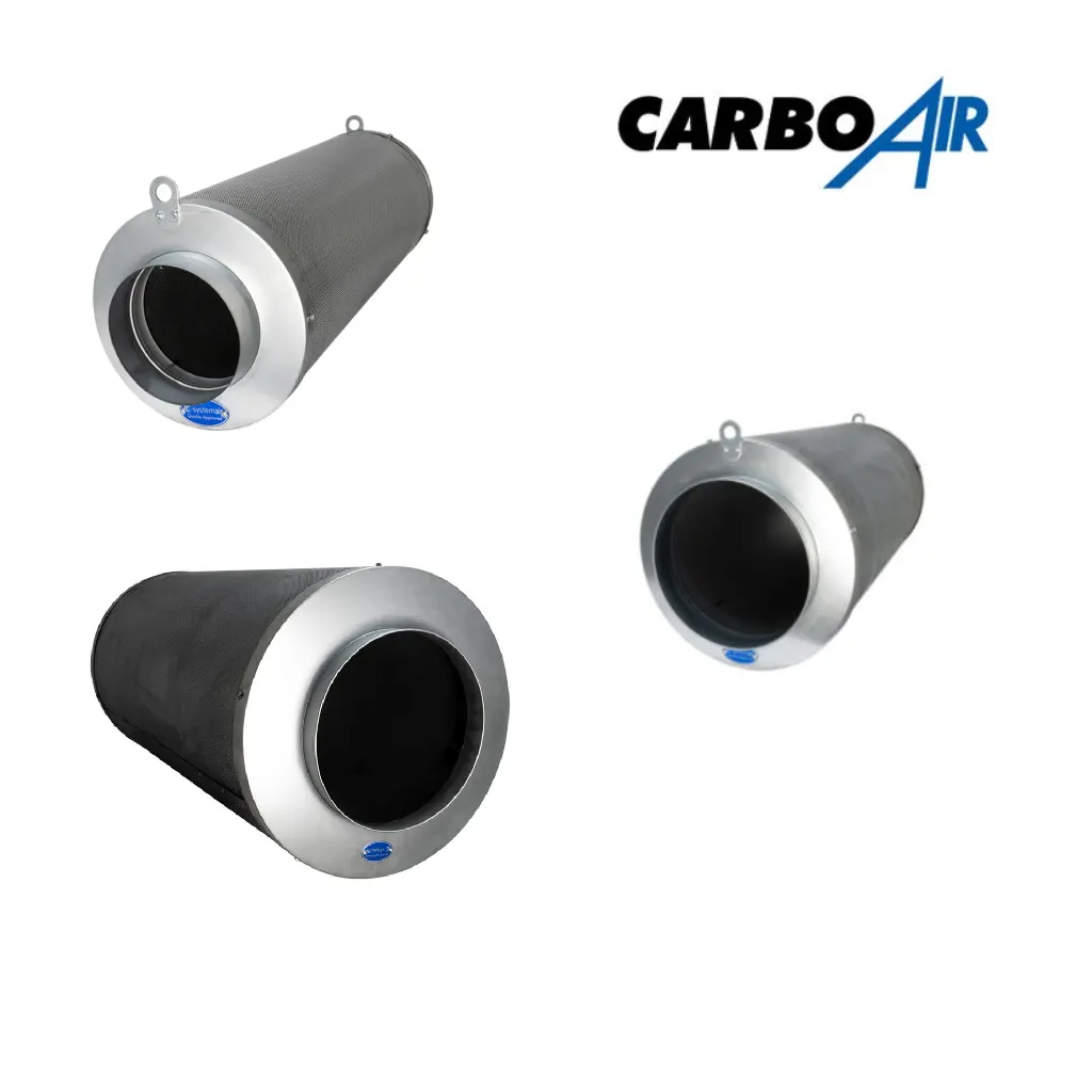 CarboAir-Logo mit Aktivkohlefiler.