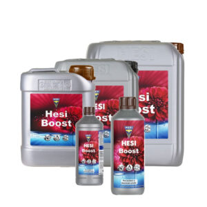 Hesi Boost Flaschen und Kanister in den Gebindegrößen 500 ml, 1 l, 2,5 l, 5 l und 10 l.