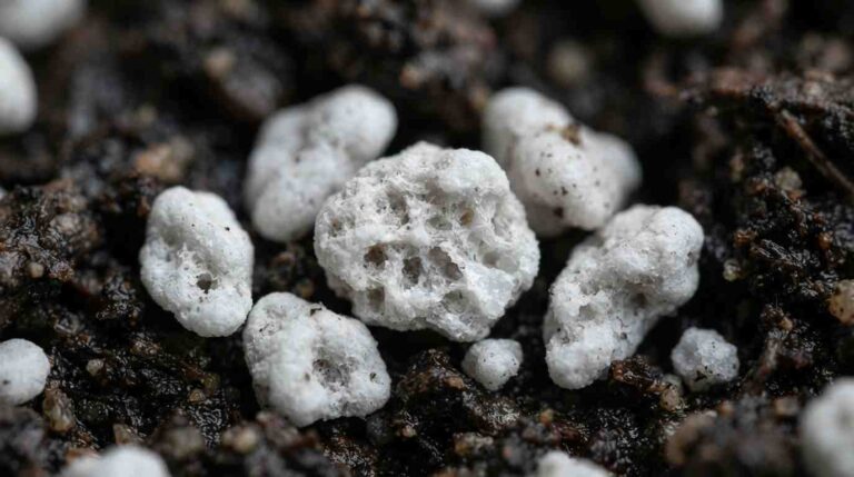 Nahaufnahme von Perlite als Teil der Growerde.
